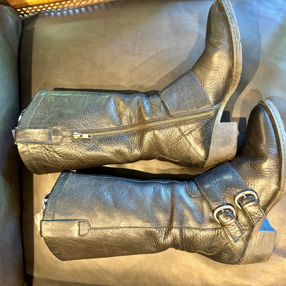 Born Black Leather Combat Boots